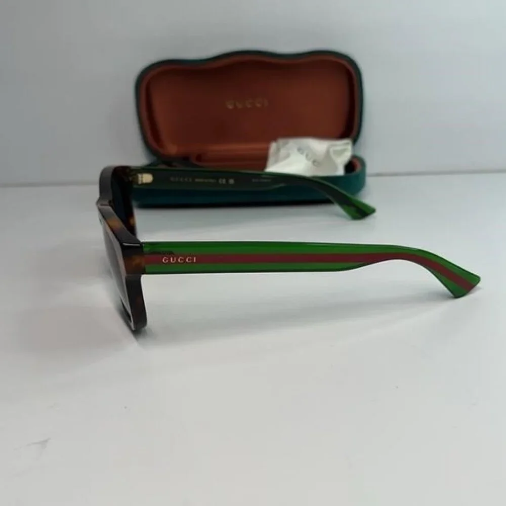 Gucci Tortoiseshell Sunglasses with Red and Green Stripes